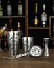 Stainless Steel 5 Piece Cocktail Set Tin-on-Tin Shaker, Jigger, Spoon and Strainer Etched W/ Skull Rose /Terracotta Army