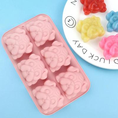 1Pcs Cartoon Animal Swan Love Soap Candy Cookies Ice Cube Tray Mold Bulldog Chocolate Silicone Mold Kitchen Baking Tools