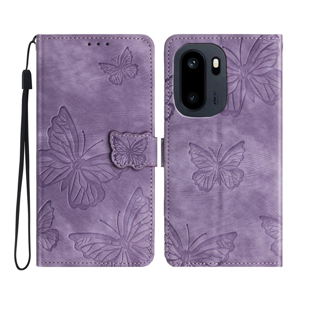 For OnePlus 15R 5G/Ace 6T 5G/Ace 6 5G Case Butterfly Design Flip Wallet Leather Phone Cover Skin-Touch