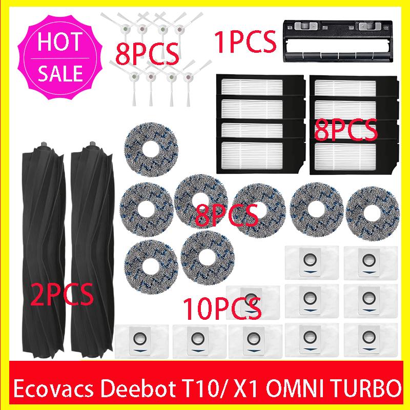 Ecovacs Deebot X1 OMNI / T10 OMNI Robot Vacuum Cleaner Spare Parts, Rubber / Side Brush, Cover,Hepa Filter, Mop Rag, Dust Bag