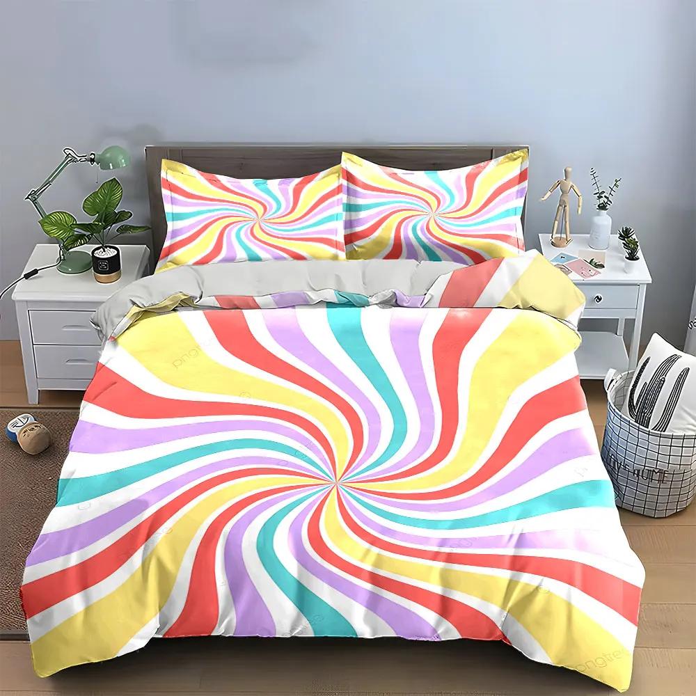 Colorful Abstract Spiral Decor Set Soft Comfortable Duvet Cover Bedding Set Included 1*Duvet Cover & 2*Pillowcases gift