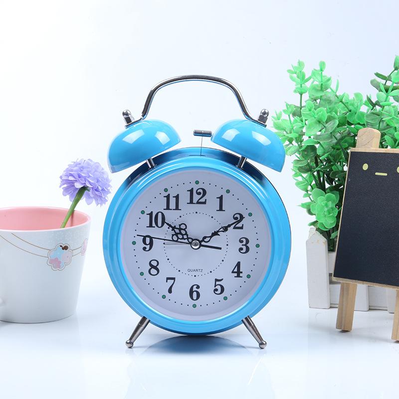 1 inch metal spray paint white surface alarm clock night light creative bell children's school clock