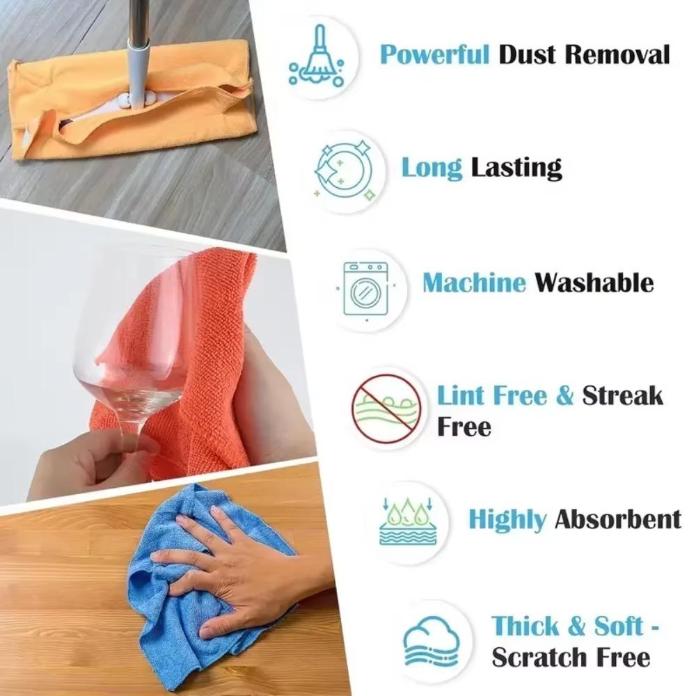 Microfiber Cleaning Cloth Absorbent Dishwashing Towel Reusable Household Cleaning Rag for Kitchen Bathroom Table Window Car Use