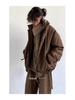 Unisex Neutral Maillard Coffee Stripe Cotton Puffer Jacket
