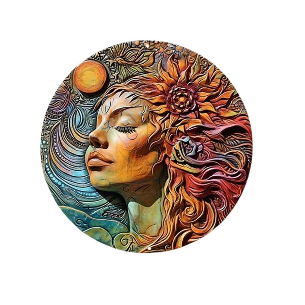 Unique African Mask Circular Aluminum Sign Wall Decor Art Painting Wreath Suitable for Home Caf É Bar Office Party Decoratio