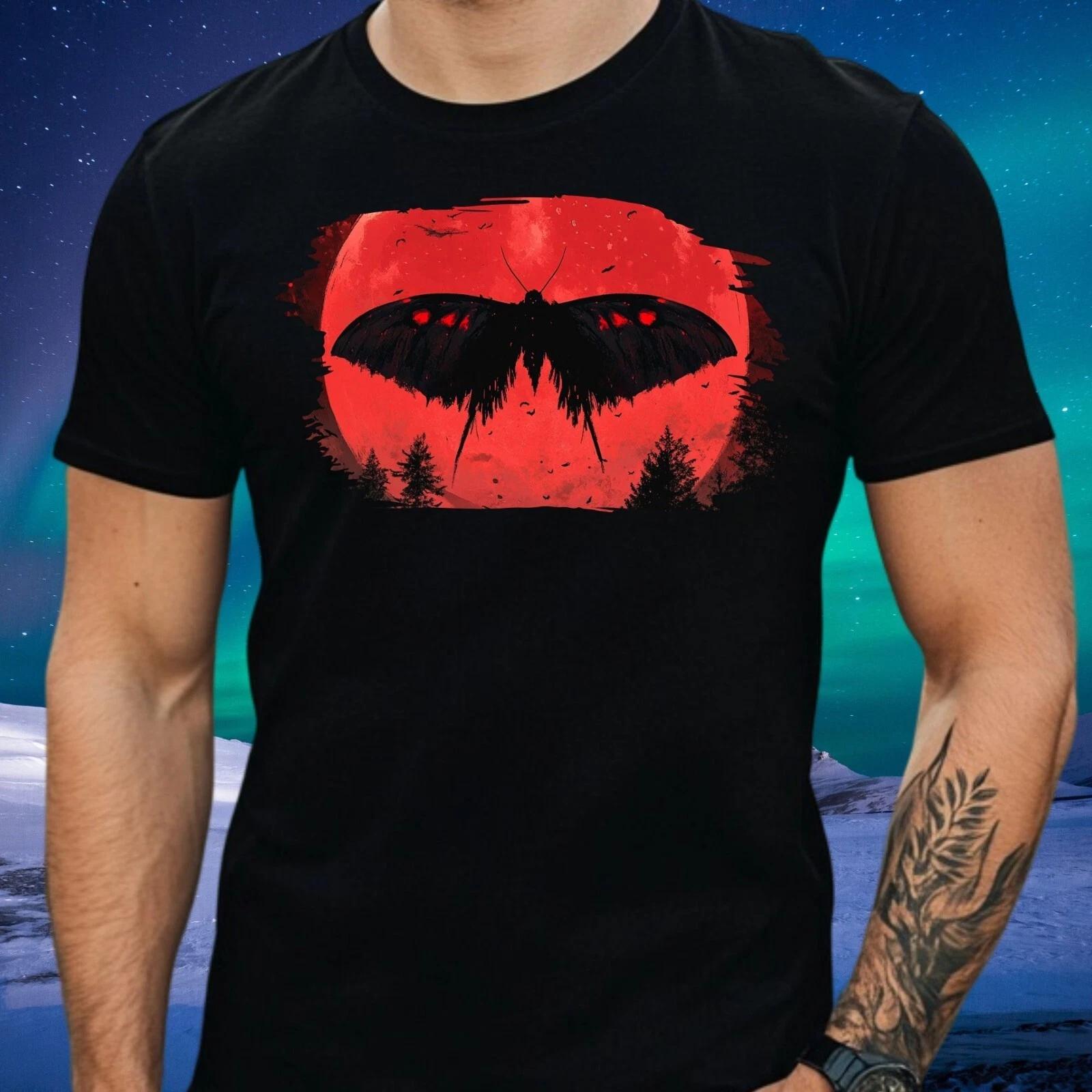 T-Shirt Herren Mothman roter Mond Motiv Baumwolle Größe S bis 5XL XXL