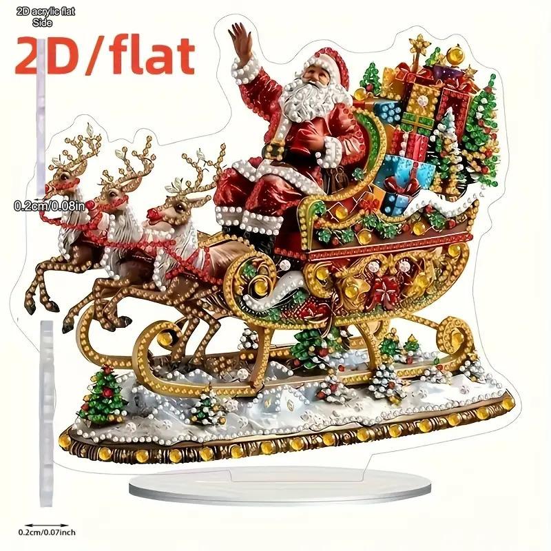

2D Flat Santa Claus Sleigh Reindeer Acrylic Desktop Decoration, Suitable for wall decoration, porch, room, villa, accents Home, Hallway, or Workplace 1PC
