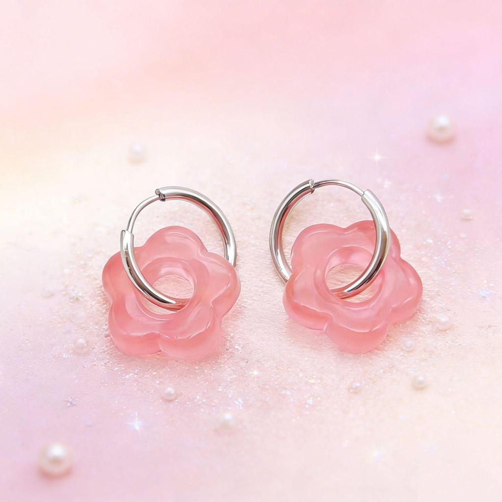 2025 Dopamine-Inspired Enamel Flower Hoop Ear Cuffs - Light Luxury Earrings