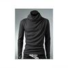 Men's Slim Fit Turtleneck Long Sleeve Shirt - Solid Color, Trendy Loose Pile Collar for Spring & Autumn
