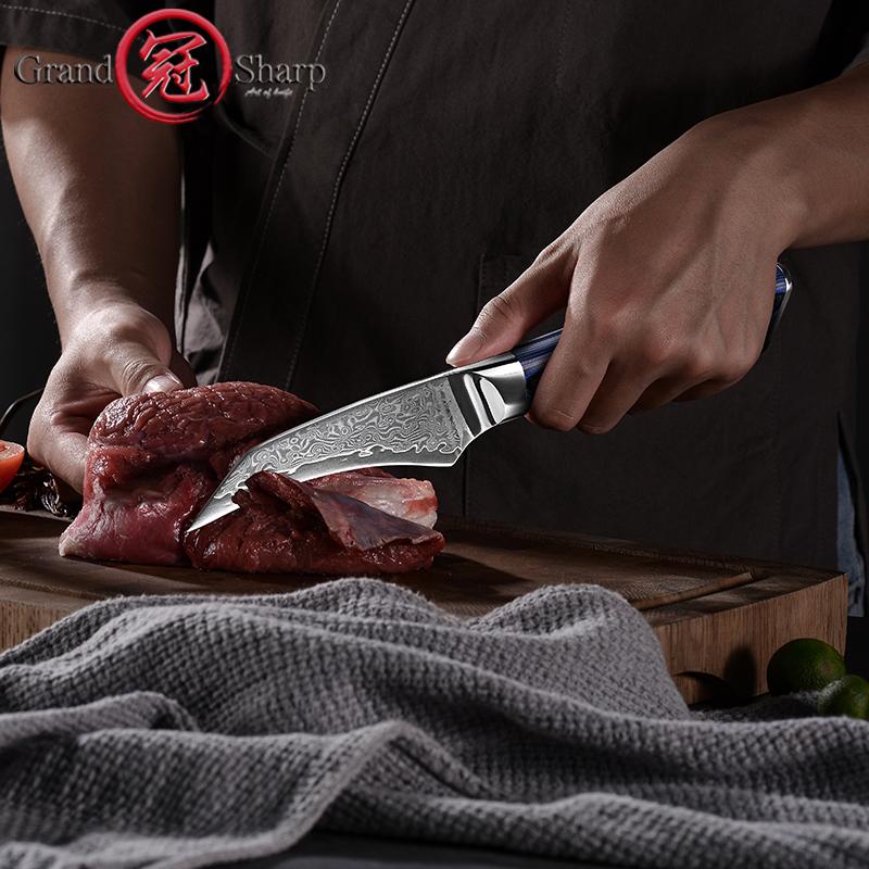 3,5-Zoll-Ausbeinmesser Japanischer VG10-Stahl 67 Schichten Damaststahl Küchenmesser Ausweidemesser mit G10-Griff GRANDSHARP