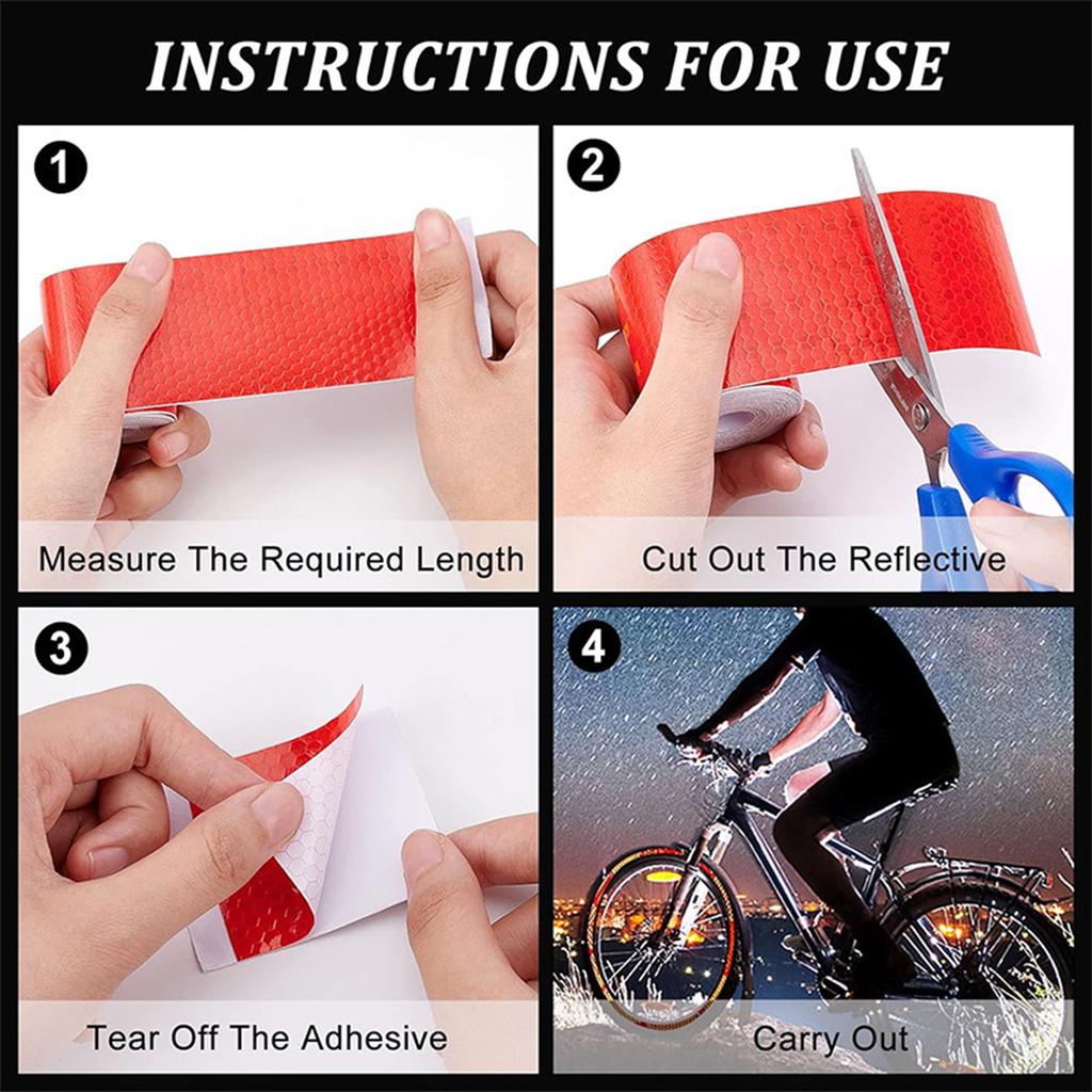 Bicycles Wheel Frame Reflectors Sticker Safety Reflective Decals Warning Tape Adhesive Watertight Reflective Sticker