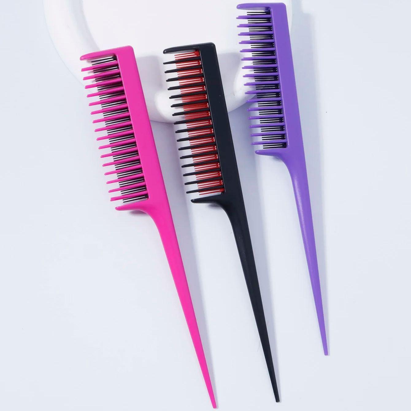 

3pcs Triple Teasing Comb Rat Tail Combs Tool Structure comb for Back Combing Root Teasing,Special for real hair wigs