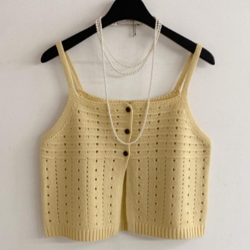 Honey J Mohave Song Song Punching Button Knit Bustier Vest 5 Color