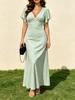 Women Floral Print Maxi Dress V Neck Flutter Sleeve Summer Casual Party Dress