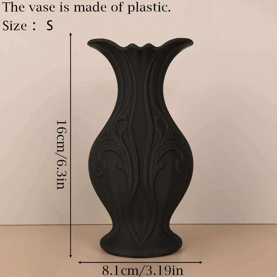 Cross-Border Gothic Retro Carved Black Vase For Dark Romantic-Style Desktop Decoration Scenario чёрный