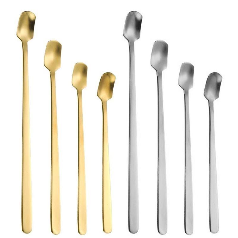 Square Head Stirring Spoon Small Teaspoon Metal Steel Tableware Easy To Clean