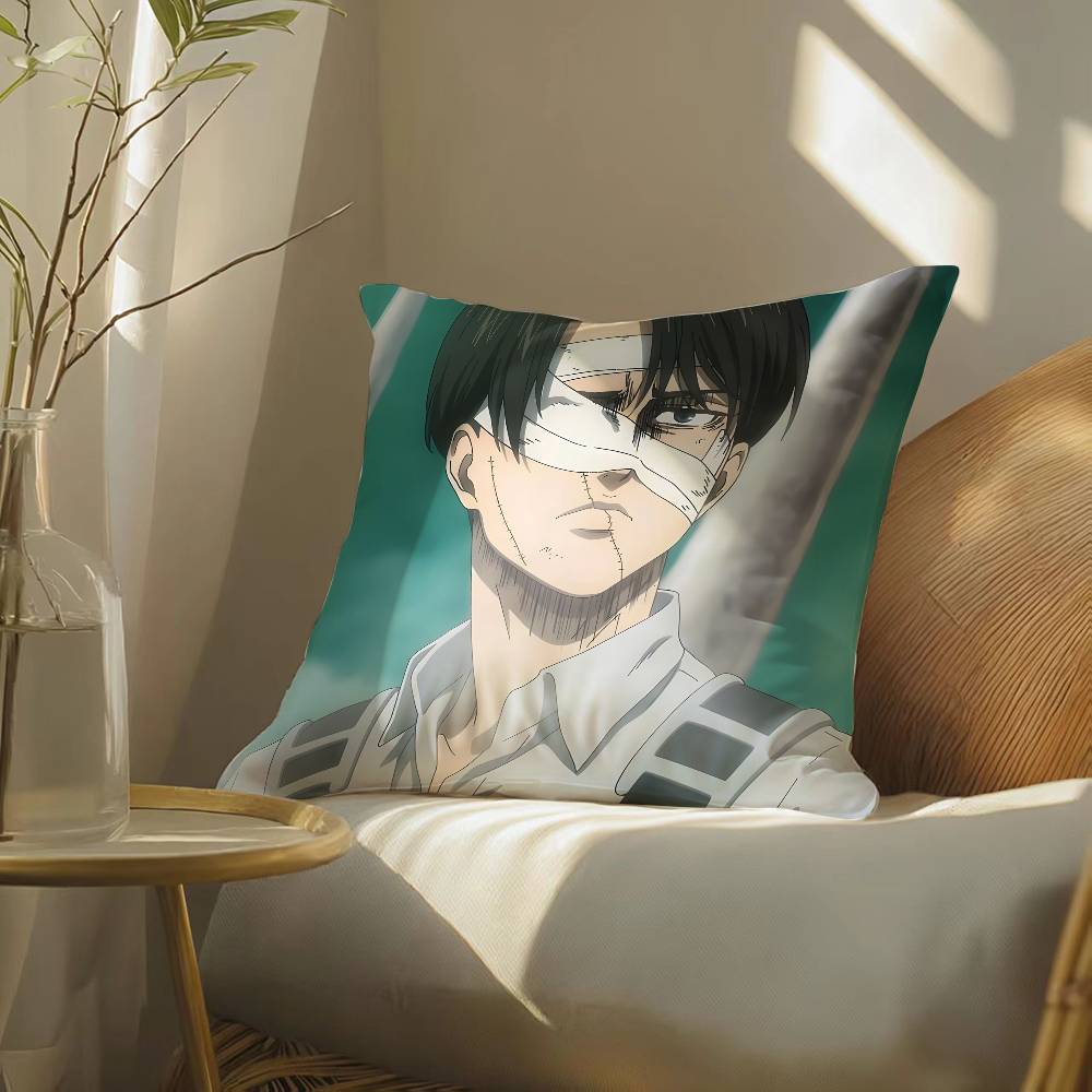 

Anime Levi Ackerman Attack On Titan-T Pillow Case Silky elegant Comfort Sofa Bed Invisible zipper Beach pillowcase 12x12Inch
