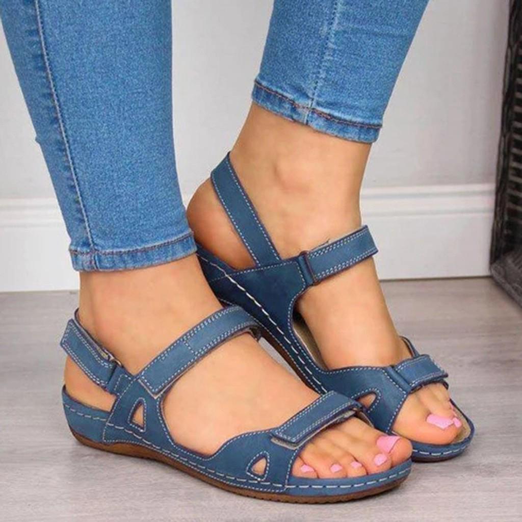 Sandali casual da donna con punta aperta rotonda Sandali ortopedici vintage con fibbia Sandali da spiaggia estivi antiscivolo Gladiatore romano