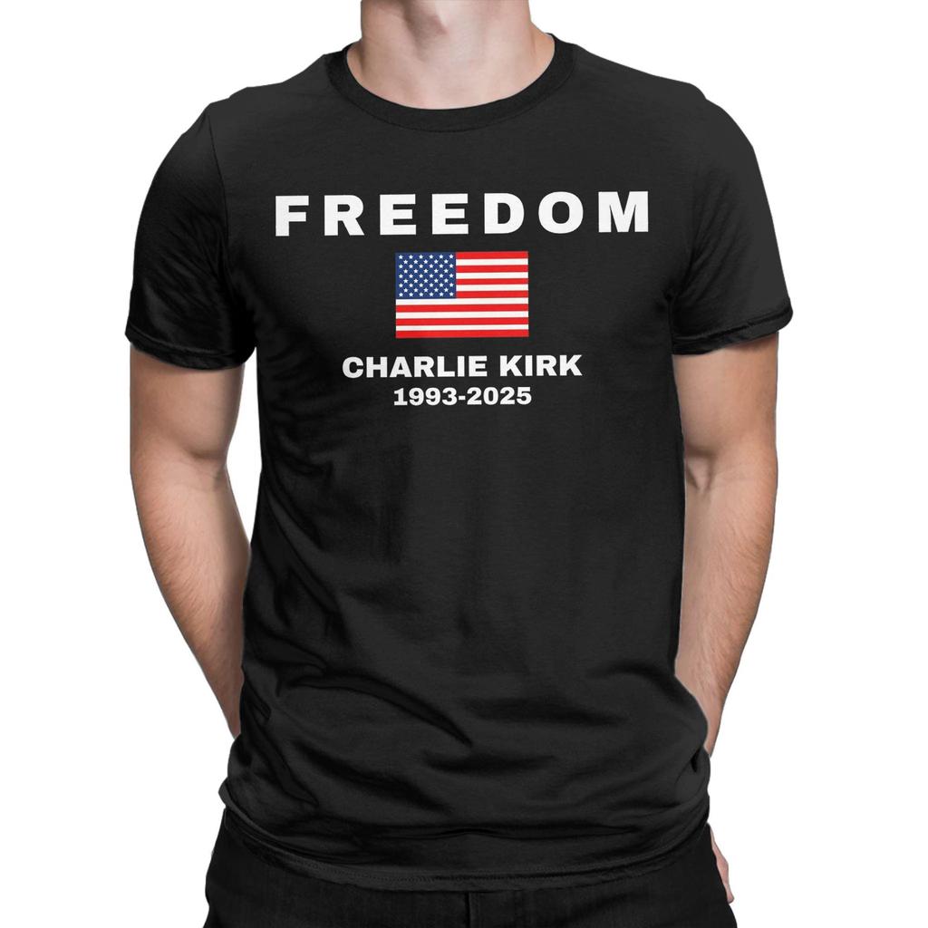 Turning Point USA Charlie Kirk T-Shirts Men  Novelty Pure Cotton Tee Shirt Round Collar Short Sleeve T Shirts Gift Idea Tops