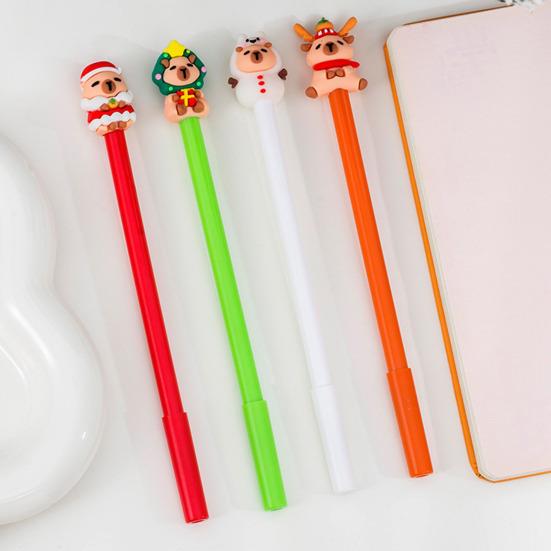 4Pcs Christmas Gel Ink Pens Cartoon Snowman Deer Design Smooth Writing Comfortable Grip Kids Pens Christmas Party Favors
