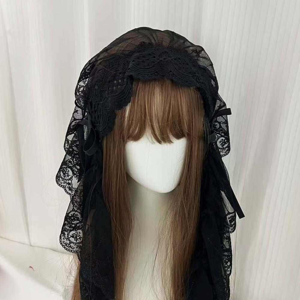 Schwarz / Weiß Spitze Schleife Haarband Gothic Stil Lolita Mädchen Stirnband Lolita Kopfschmuck Party