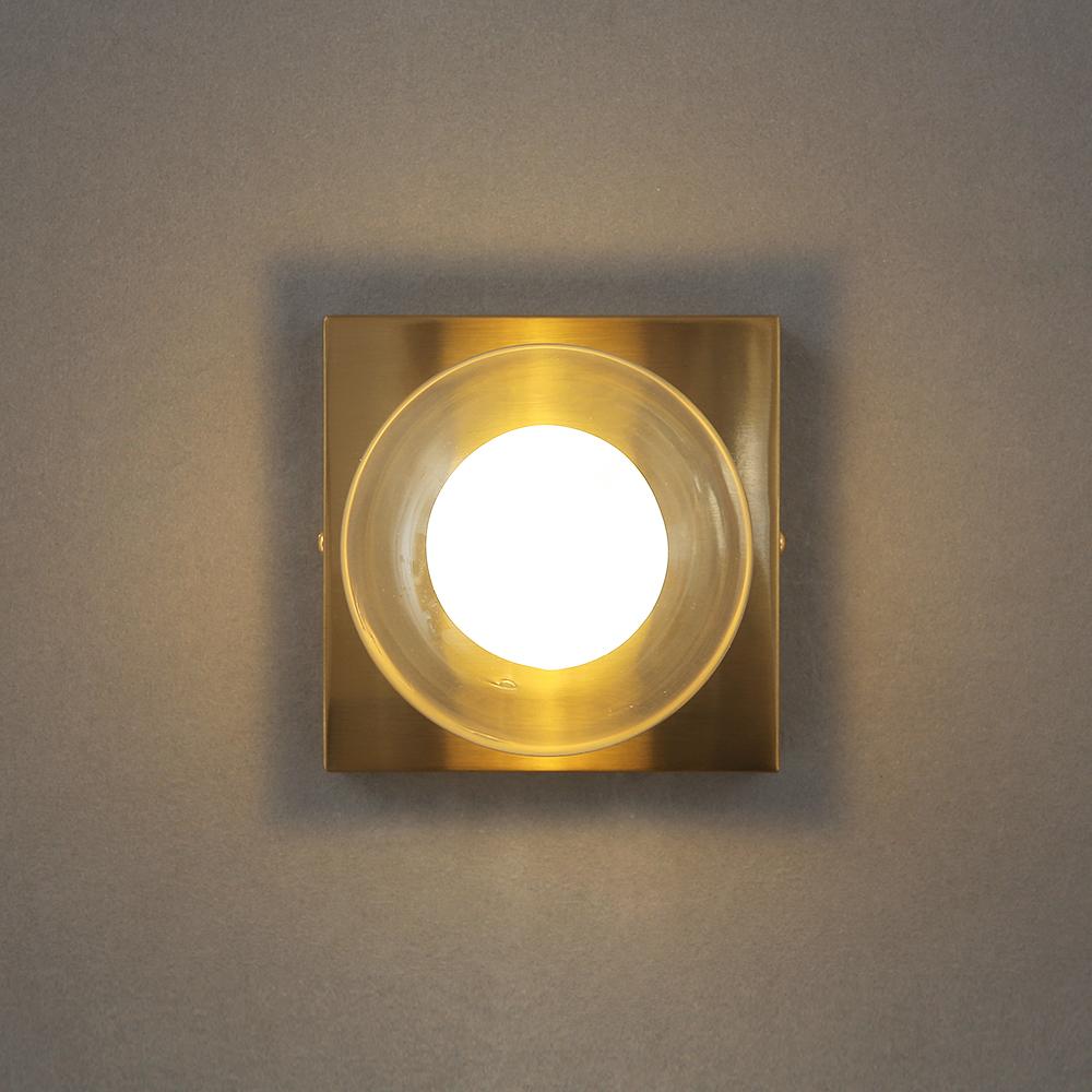 Square Dish LED Wall Lamp Wall Lighting Fixtures for Bedroom Living Room Indoor Ball In the Ball Glass Wall Sconce for Corridor