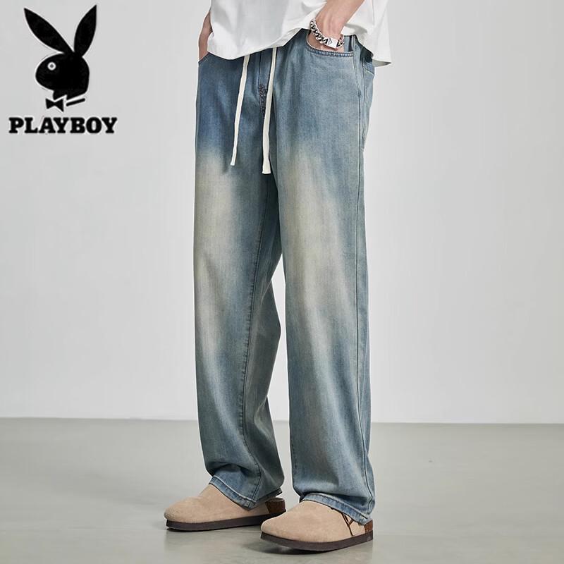 Playboy Men s Summer Thin Tencel Blend Loose Straight Denim Pants M