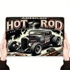Retro Hot Rod Tin Sign Vintage American Car Motorcycle Wall Art Decor for Garage 8x12 Inch