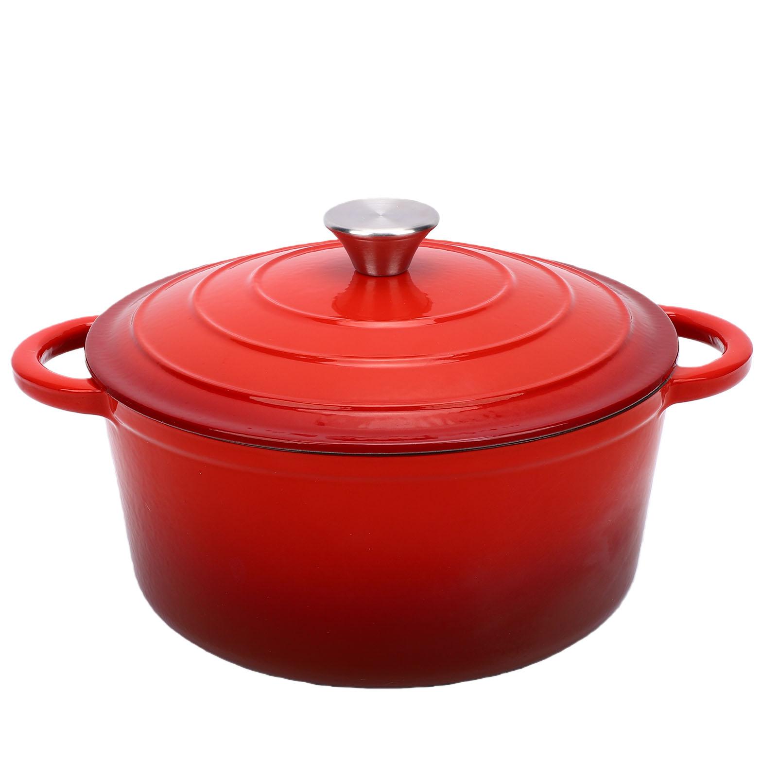

Cast Iron Cookware Pot with Lid Non Stick Easy to Clean for Roasting Braising Stewing Saute Slow Cooking Stovetops Oven