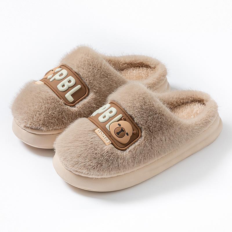Cotton slippers autumn and winter thick-soled indoor home use lightweight velvet warm couple shoes
