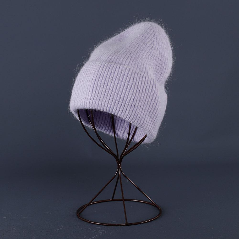 Rabbit Fur Beanies Soft Warm Fluffy Winter Hat for Women Angora Knitted Hat Beanies Female Bonnet warm Woman Knit Cap