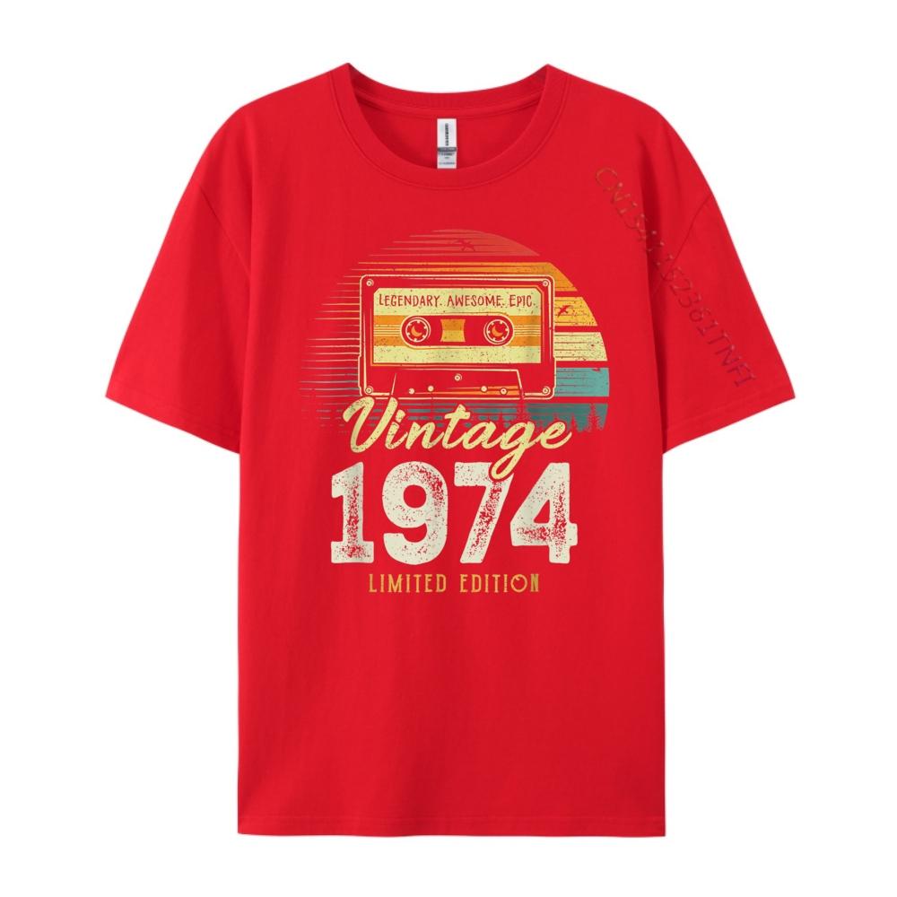 Vintage Cassette Tape 1974 Birthday 50th Bday 50 Year Old New T Shirt Luxury TShirt Men High Quality Anime Tshirts Graphic S