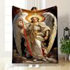 Archangel Michael Winged Sword Blanket Bedroom Blanket for Livingroom Couch Lunch Break Soft Throw for Friend's Festival Gift