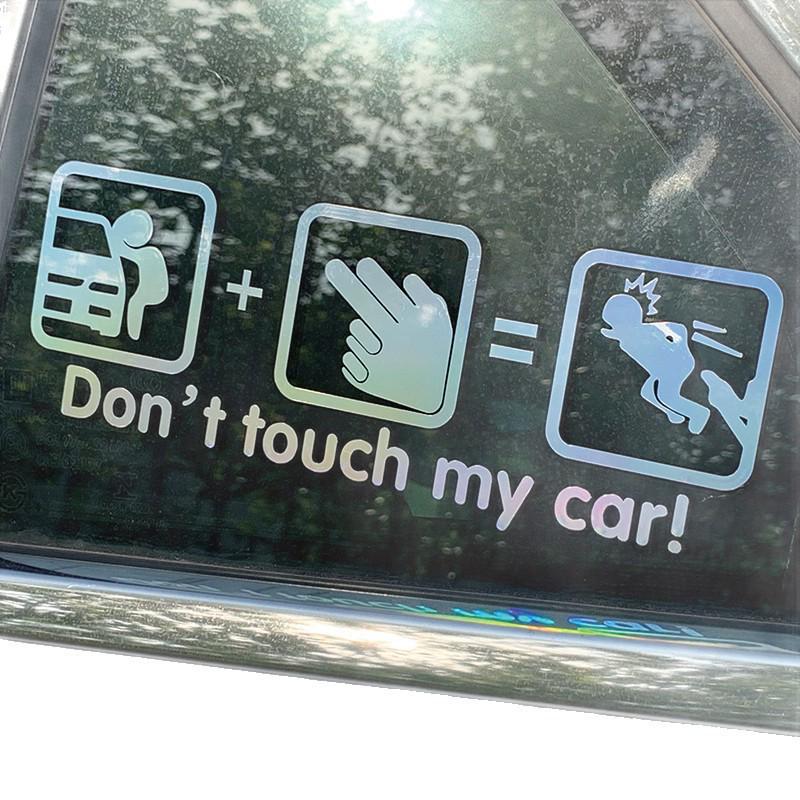 Reflective Cartoon "Don't Touch My Car" Decorative Stickers for Car Body and Glass.