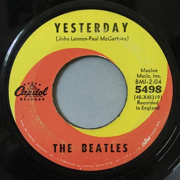 

7-дюймовая пластинка BEATLES Yesterday 5498 Capitol Records 1968 США Рок Б/у