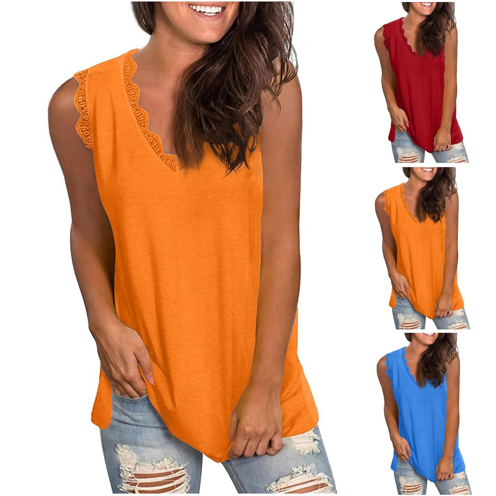 

Женская модная повседневная кружевная строчка с V-образным вырезом однотонная безрукавка жилет топ