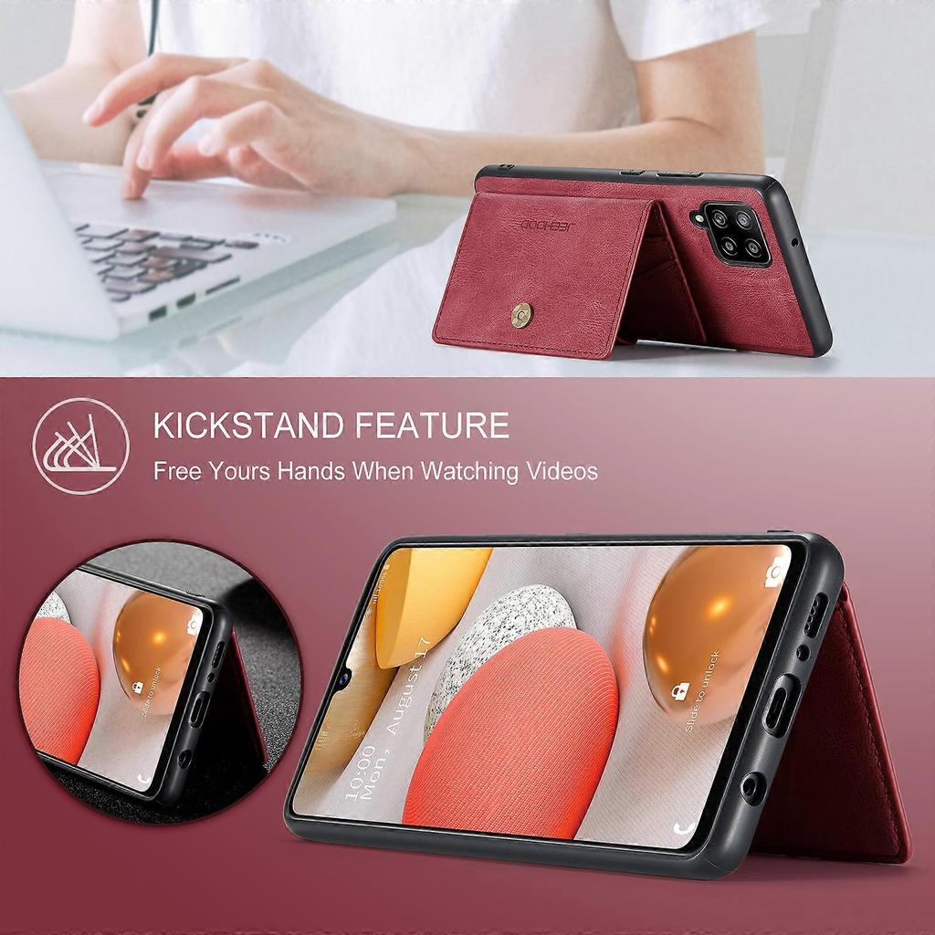 Compatible For Samsung Galaxy A42 5G Case JEEHOOD J01 Retro Leather Phone Back Cover with Detachable Magnetic Card Holder