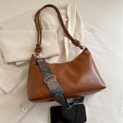 Sac à Bandoulière en Cuir PU Doux Couleur Unie, Sac à Main Mode, Sacs Bandoulière à Large Bandoulière Réglable pour Femmes Usage Quotidien,