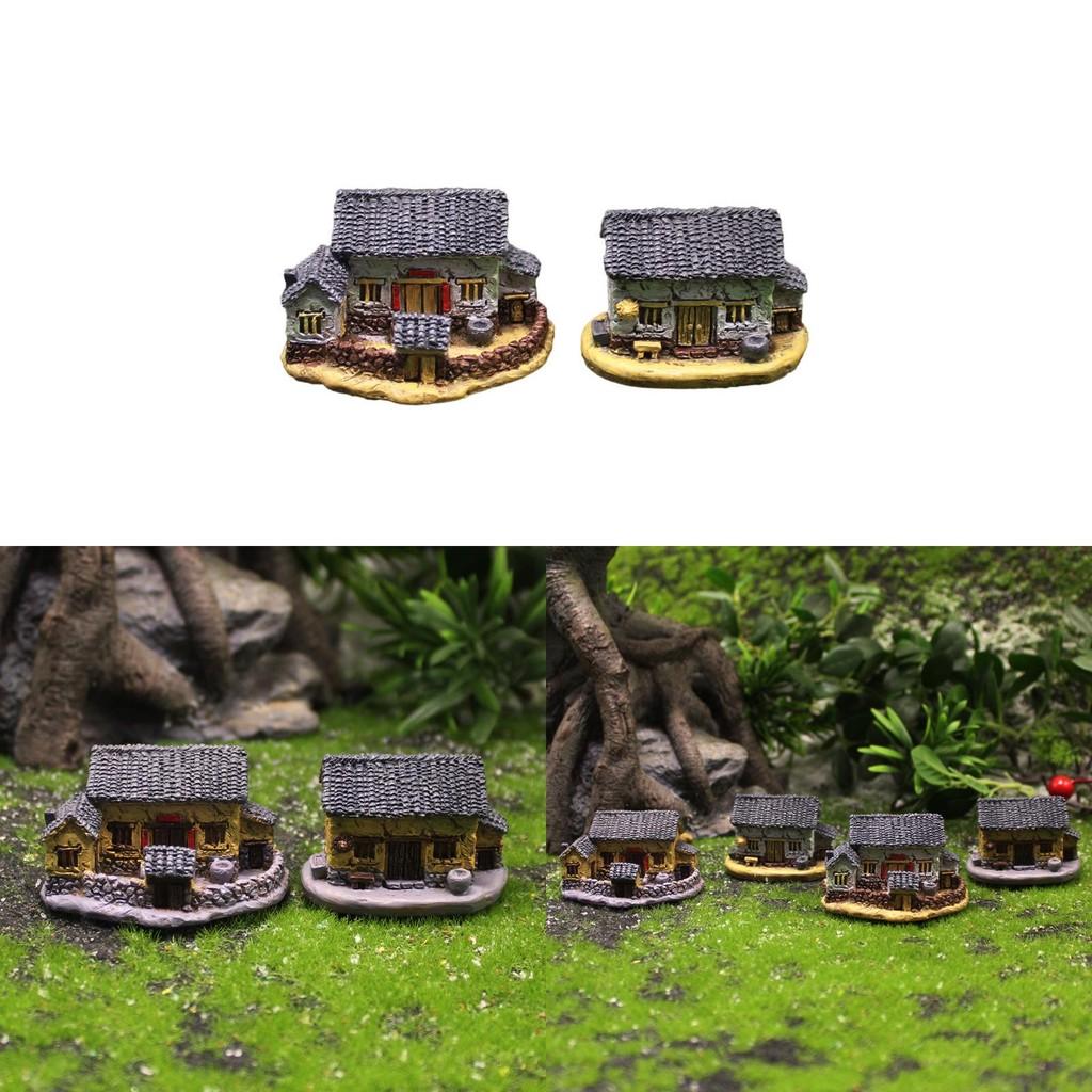 Village Resin House Miniature With Moss For Diy Landscape Art And Gifts Festive
