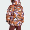 Adidas Mid-Length Sports Hooded Cotton Jacket Women Jackets Dark-Brown White IN2822