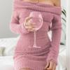 Explosive one-word shoulder dress dress, sexy hip-wrapped dress, off-the-shoulder long-sleeved one-word neck hip-wrapped dress.