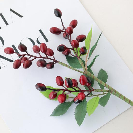 Fake Berry Plant Anti-fading Decorative Realistic Looking Beautiful Living Room 3-fork Artificial Bean Branch Flower for Household