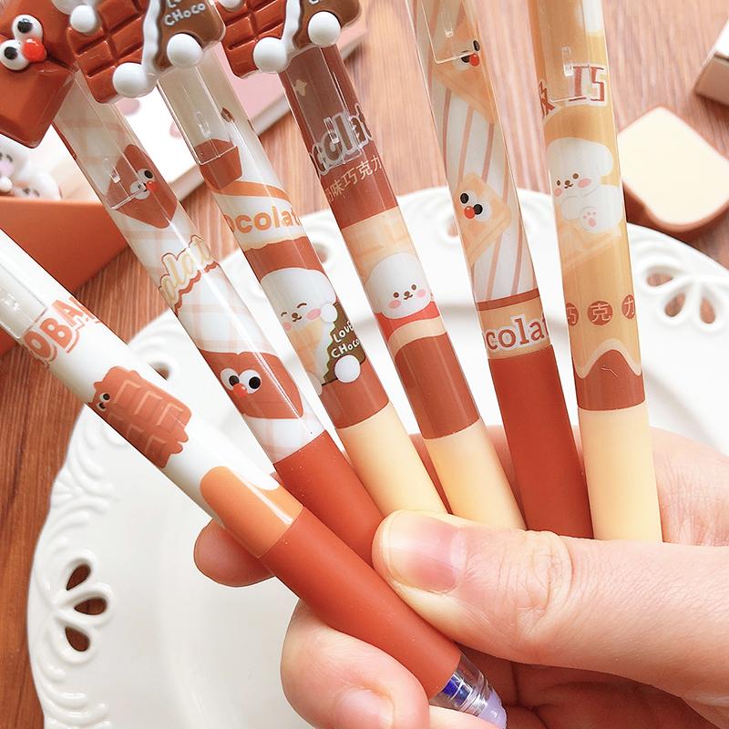 Kawaii Stationery School Office Supplies Gift Chocolate Erasable Gel Pen 0.5mm Blue Ink back to school asthetic Cute pens