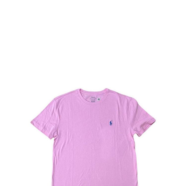 Polo Ralph Lauren Solid Color Pony Embroidered Crew Neck Casual Short Sleeve T-Shirt Men t-shirts Pink 710938686-003