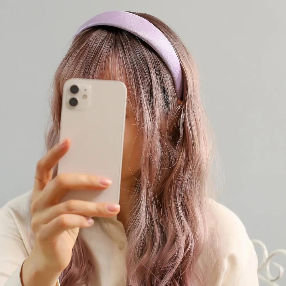 Plain Headband Plain Headband Angel Shushu Satin Pearl Volume Hairband Purple Ju Vidastory