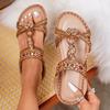 New Large Size Rhinestone Casual Versatile Comfortable Flower Flat Sandals Women
