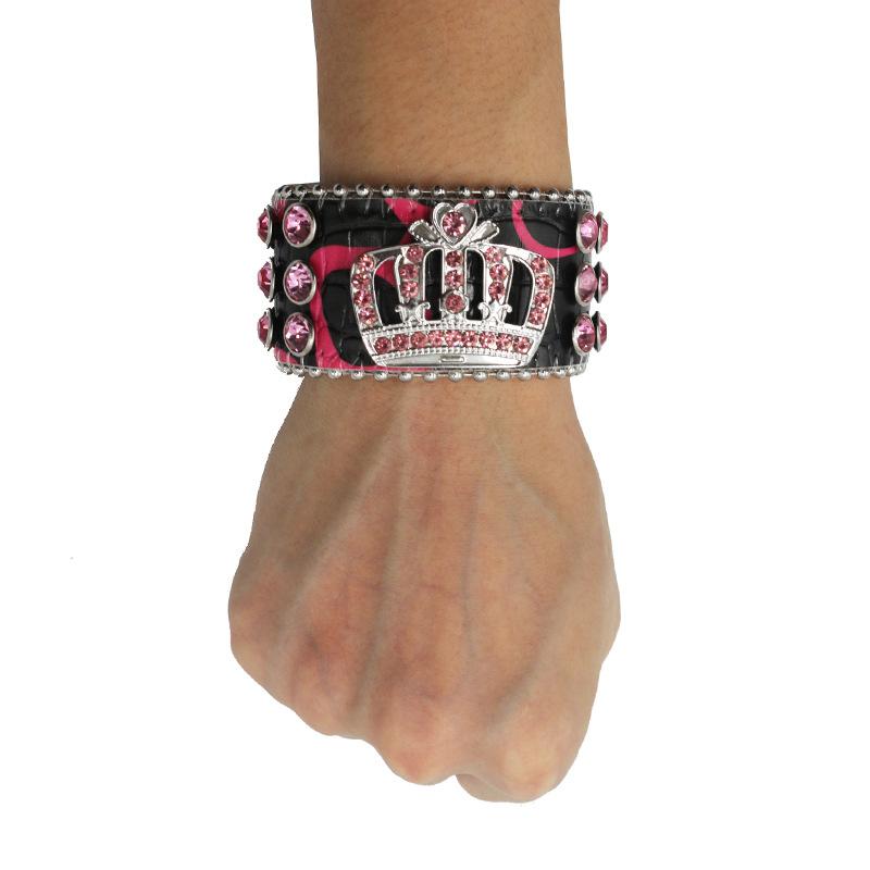Crown Rhinestone Bracelet Jewelry Fashionable Design Diamond PU Leather Bracelet Jewelry