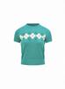 Diamond Pattern Color-Block Short-Sleeve Knit Sweater