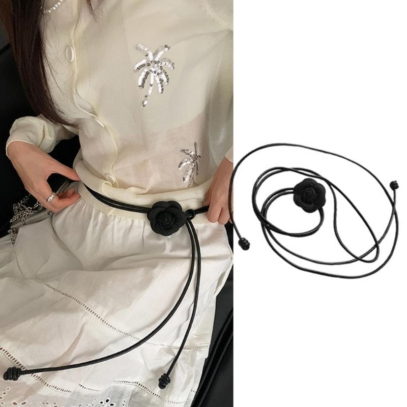Women Shirt Waist Belt Plain Color Adjustable Flower Waist Belt Autumn Winter Woman Coat Sweater Decorative Rope