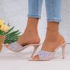 Summer Women Sandals Pointed Toe High Heels Shoes Women Crystal Heel Sandals Woman Shiny Sequins Banquet Party Shoes
